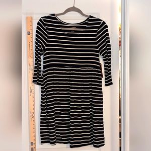 Navy and white striped knit dress